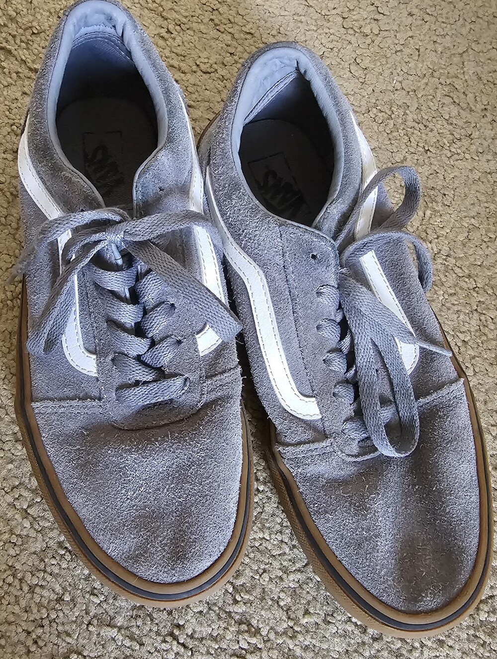 Vans Gray Suede Old Skool Sneakers with White Stripe